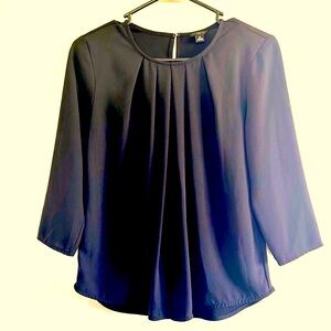 Ann Taylor SP black dress blouse qtr 3/4 sleeve top